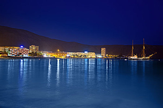 海滩,夜景,特内里费岛