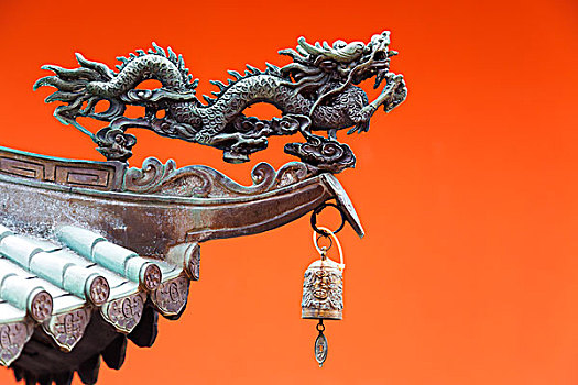 東南亞,新加坡,特寫,龍,雕塑