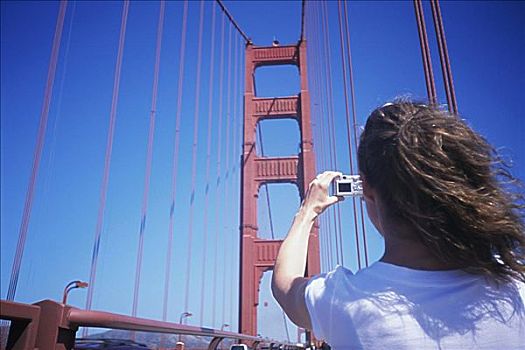 女人,照相,金门大桥,旧金山,加利福尼亚,美国