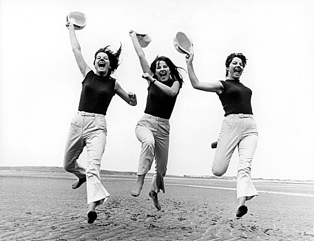 三个女人,海滩,英格兰,英国