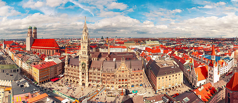 俯视,全景,老城,慕尼黑,德国