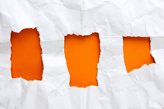 撕破,纸,橙色背景