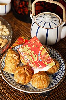 静物,传统,中国,糕点,红包