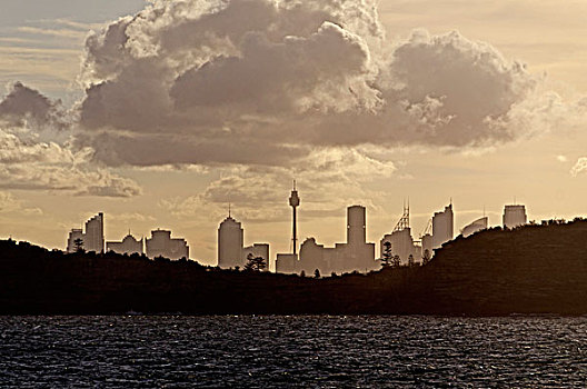 天际线,悉尼,黄昏,澳大利亚