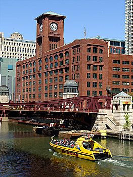 芝加哥河,游客,河,游船