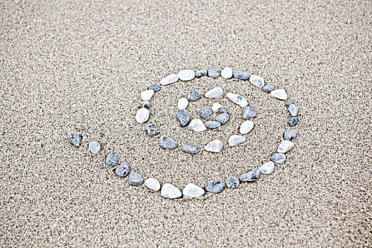 鹅卵石,放置,螺旋,形状,海滩