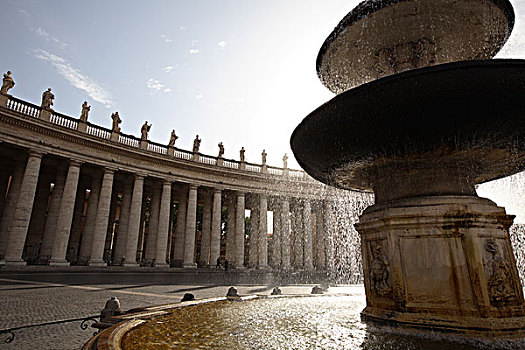 意大利,拉齐奥,罗马,梵蒂冈城,广场,大教堂,喷泉
