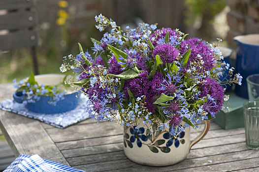 屋舍,花束,葱属植物,紫色,感觉,矢车菊