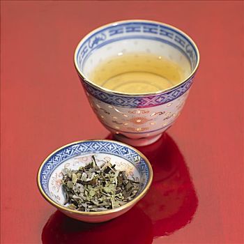 绿茶,碗,茶叶