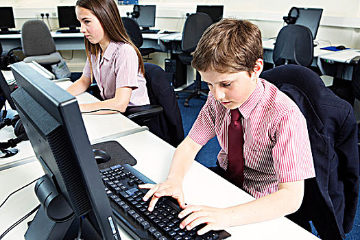 学生,用电脑,教室