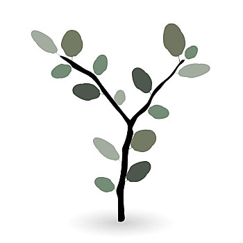 彩色,自然,綠葉,枝頭,矢量,插畫