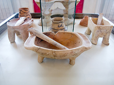 史前,粘土,陶器,花瓶,博物馆,展示