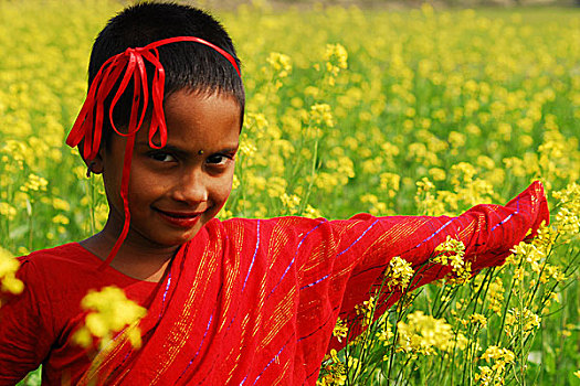 孩子,芥末,地点,达卡,孟加拉,一月,2007年