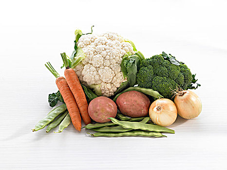 种类,蔬菜,白色背景