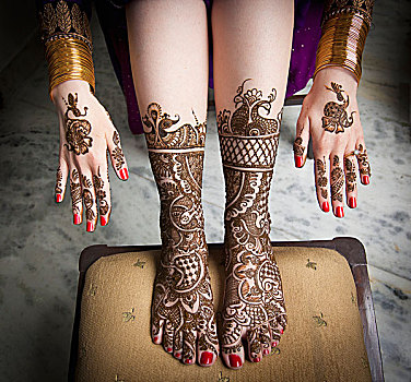 印度手绘,手,脚,旁遮普,印度
