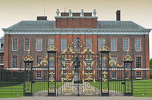 大门,正面,肯辛顿,宫殿,城区,切尔西,伦敦,英格兰,英国,欧洲