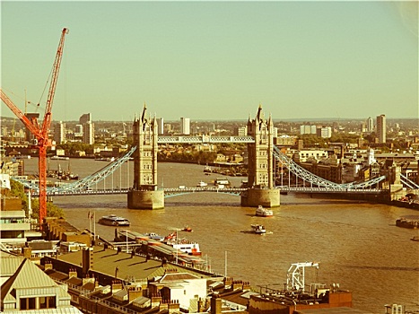 复古,看,塔桥,伦敦