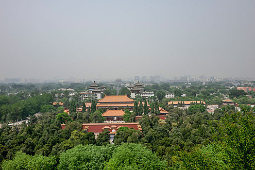 俯瞰北京故宫及钟鼓楼
