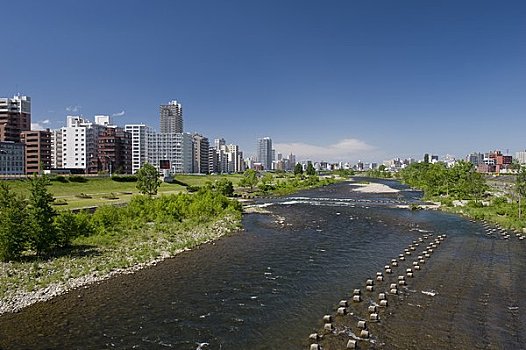 河,札幌,城镇风光