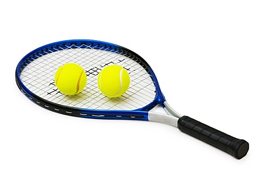 两个,网球,球拍,隔绝,白色背景