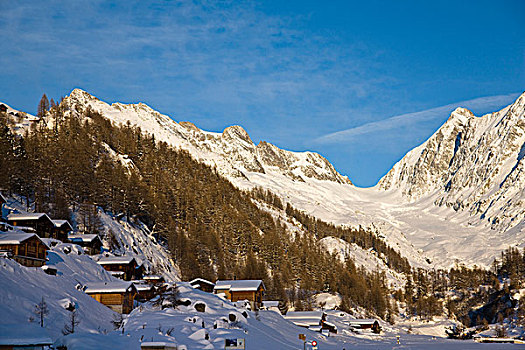 冬季风景,瓦莱,局部,世界遗产,瑞士