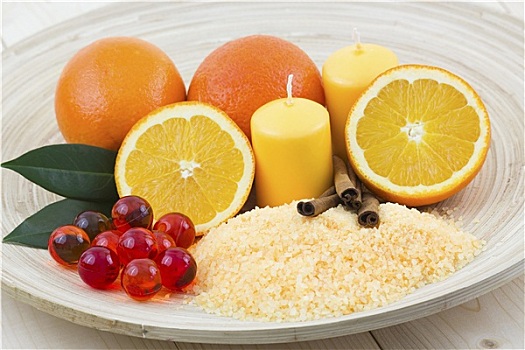 橙色,浴盐,新鲜水果,美容