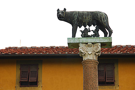 雕塑,屋顶,广场,比萨,意大利,托斯卡纳