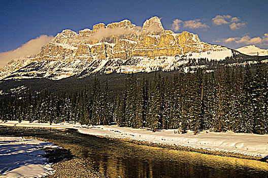 冬天,景色,班芙国家公园,艾伯塔省,加拿大