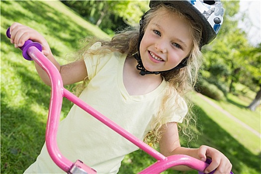小女孩,自行车,夏天,公园