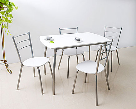 餐厅,白色,桌子,四个,椅子