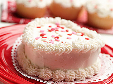 迷你,心形,蛋糕,白色,浇料,粉色,红色