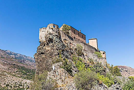 古老,城堡,建造,岩石上,科西嘉岛,法国