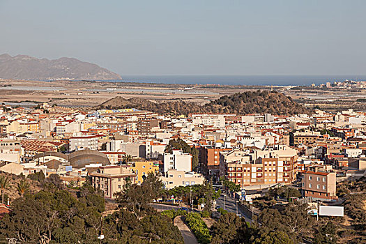 风景,上方,城镇,区域,穆尔西亚,西班牙