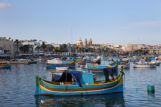 马尔萨什洛克,港口,传统,渔船,马耳他