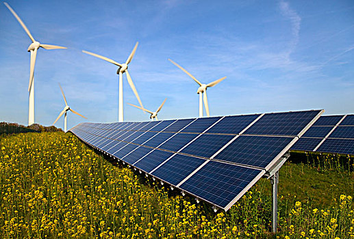 太阳能电池板,风轮机,土地