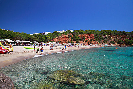 海滩,伊比沙岛,西班牙,欧洲