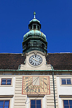 日晷,天文,钟表,建筑,城堡,霍夫堡,皇宫,维也纳,奥地利,欧洲