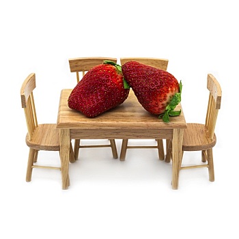 两个,巨大,草莓,餐桌