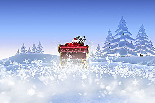 圣诞老人,飞,雪撬