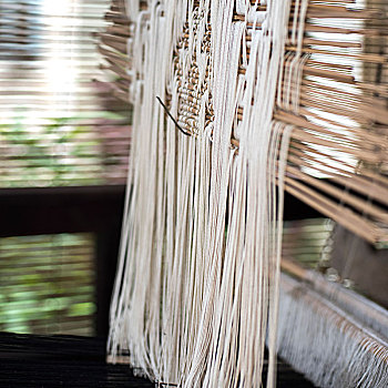 特写,线,悬挂,织布机,琅勃拉邦,老挝