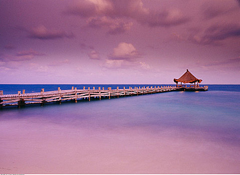 棕榈屋,码头,尤卡坦半岛,墨西哥