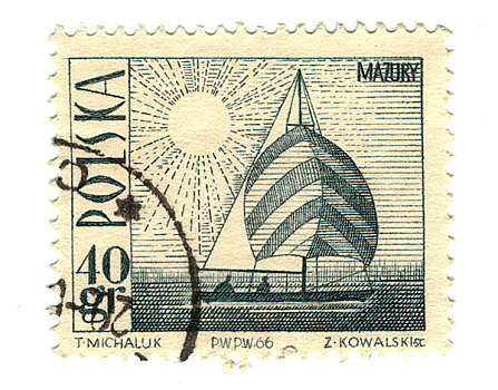 波兰,邮票,展示,船