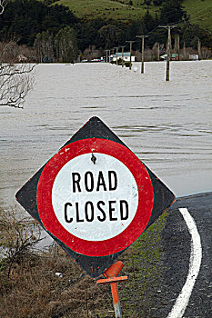 洪水,道路,靠近,南岛,新西兰