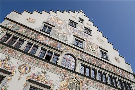 建筑,壁画,艺术,老市政厅,康士坦茨湖,巴伐利亚,德国