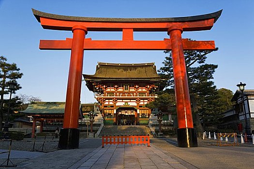红色,鸟居,伏见稻荷大社,神祠,京都,日本