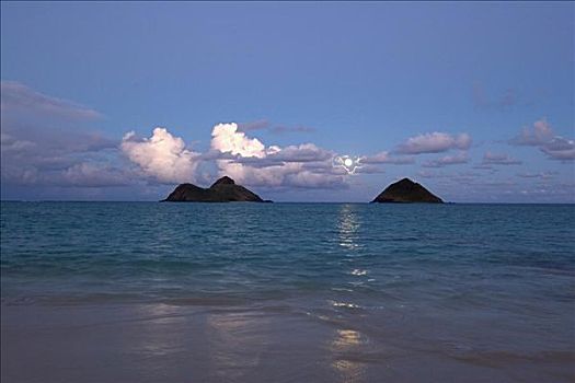夏威夷,瓦胡岛,日出,岛屿,远景
