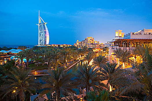 帆船酒店,酒店,黄昏,迪拜,阿联酋