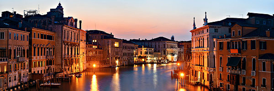 威尼斯,运河,风景,全景,夜晚,古建筑,意大利