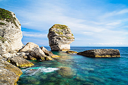 岩石,海岸线,悬崖,石头,博尼法乔,科西嘉岛,法国