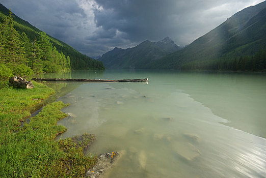 漂亮,山景,靠近,湖,高山湖,山地,水,山谷